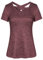 Sykooria Sportshirt Damen Kurzarm Sommer Sport T-Shirts Leichte Atmungsaktiv Funktionsshirt Fitness Oberteile Frauen Rundhals Yoga Tops, Weinrot M