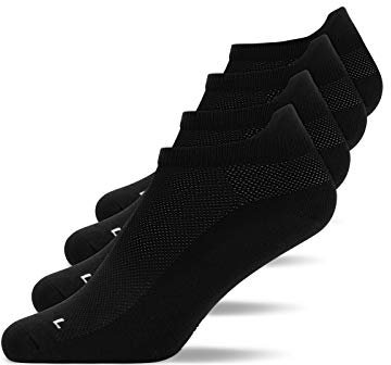 Snocks Kurze Laufsocken für Damen und Herren 4 Paar - Rutschfeste und Atmungsaktive Sportsocken - Running Socks ideal für den Sport - Gr. 39-42 - Farbe Schwarz