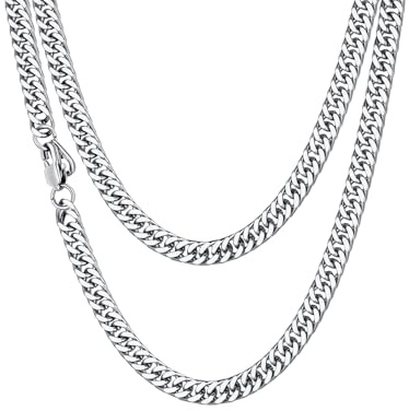 ChainsHouse Panzerkette Herren Damen Halskette Edelstahl Kubanische Kette | 3/5/7/10/13mm，Silber / Gold / Schwarz，Geschenk für Herren