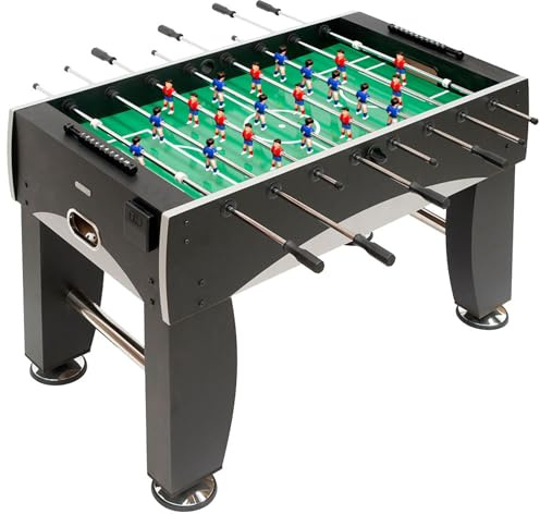 Devessport Silver Semi-professioneller Tischfußball mit Nivellierern und Untersetzern, Tischfußball mit Ballrückführung, großes Modell für Erwachsene und Kinder