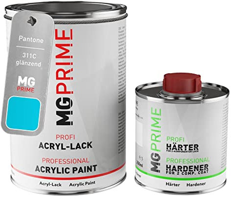 MG PRIME Pantone 311C Blue brillant peinture acrylique 1,5 Litres / 1500 ml durcisseur inclus