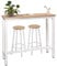 WOLTU Bartisch Set mit 2 Barhockern, Stehtisch & Barstuhl mit Metallgestell, Esstisch aus Holz für Bar Küche Wohnzimmer, Bistrotisch Bartheke Tresentisch, 120x40x100cm, Hell Eiche + Weiß