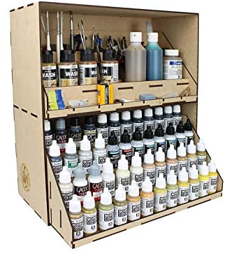 War World Gaming MDF Modular Paint Station System - Stackable Section with Tool & Paint Drawers – Wargame Miniature Mini Figure Painting Diorama Railway Railroad Modelling Hobbyists