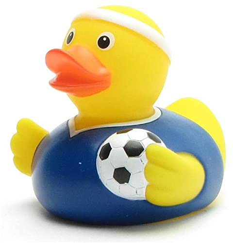 Duckshop Fußballer Badeente dunkelblaues Trikot I Quietscheente I L: 7,5 cm