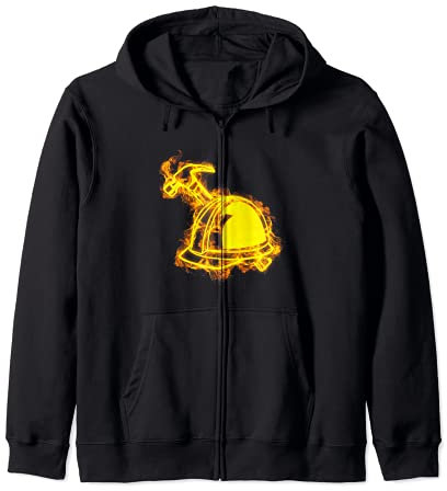 Feuer Bauarbeiter Helm Und Hammer Flammen Bauarbeiter Kapuzenjacke