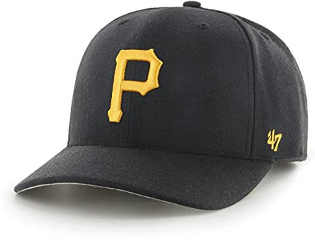 '47 MLB Pittsburgh Pirates Cold Zone MVP DP Unisex-Baseballkappe, Verstellbar, Hochwertiges Design, Yellow Logo, Black