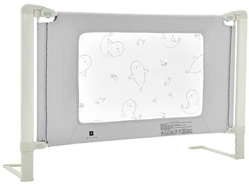 DREAMADE Bettgitter, 150/180/200cm Bettschutzgitter Höhenverstellbar, Schutzgitter für Kinder, Kinderbettgitter einzeln/kombiniert benutzbar, für Kinder 0-3 Jahren (Delphin, 150 cm)