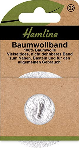 Hemline Green COTTON TAPE 6MM WHITE