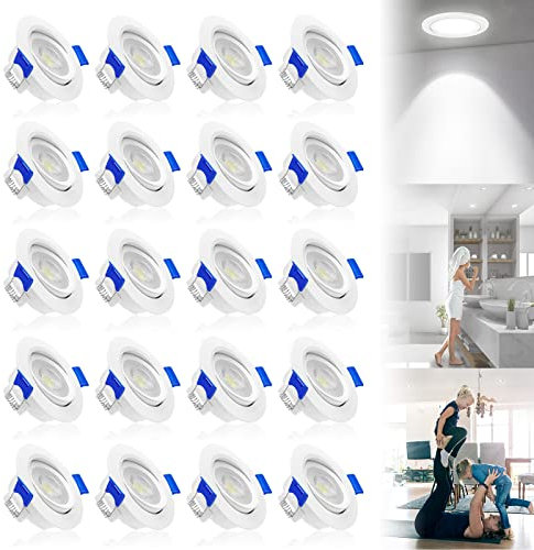 LZQ 20pcs Einbaustrahler LED Spot Set Deckenspots Einbauleuchten Decke Einbauspots IP21 ABS Kunstdoff für Wohnzimmer Bad Schlafzimmer Flur (Kaltweiß)