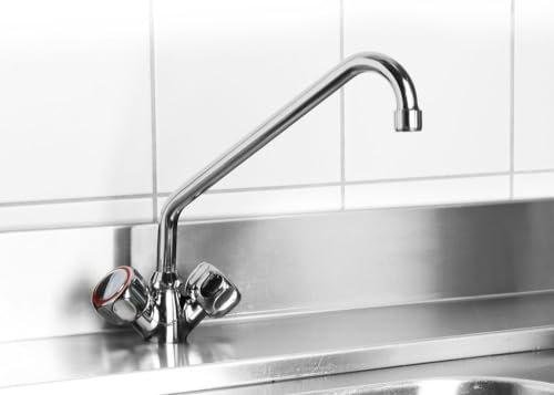 HENDI Küchenarmatur, Wasserhahn, Erforderliche Montagebohrung: ø30 mm, Getrennte Regler für Heiß- und Kaltwasser, Edelstahl