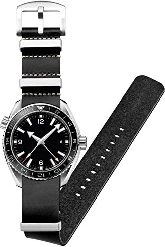 Kai Tian Einteilig Kalbs Strap Uhrenarmband Leder 20mm Soft Armband Uhr Edelstahl Loop Schnalle Für Herren Frauen Schwarz