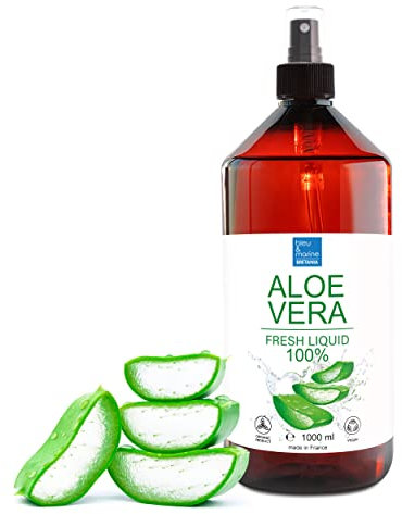 bleu & marine Bretania - 100% Natürliche Aloe Vera Flüssigkeit im Spray | Haut- & Haarpflege | Feuchtigkeitsspendend | Selbstgemachte Kosmetikbasis | Ideal für Alle Hauttypen | 1000 ml