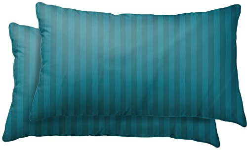 one-home 2er Set Kissenbezüge Kissenhülle Kissenbezug 40x80 cm Damast Petrol Mikrofaser