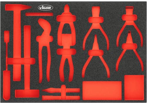 VIGOR Weichschaumeinlage, leer, V5637N-L, 2K Weichschaumeinlage, Höhe 35 mm | Länge 563 mm, Breite 393 mm, Höhe 35 mm, 160 g, L x B x H: 563 mm x 393 mm x 35 mm, 2K Weichschaumeinlage