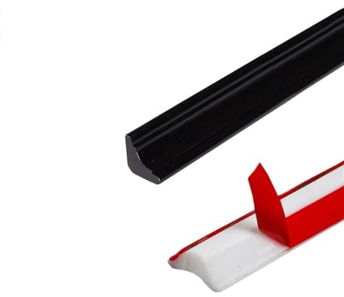 FORVOLWCO 2m Moulure autocollante flexible Quart de rond PVC, Bande calfeutrage étanche, garniture pour moulage, et auto-adhésif, mur, plafond, armoire, comptoir, bords sol e Noir