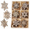 HOUISM 24 Stück Weihnachtsbaumschmuck Holz Schneeflocken Anhänger, Christbaumschmuck Weihnachts-Anhänger Hängeornamente Retro Verzierung Deko