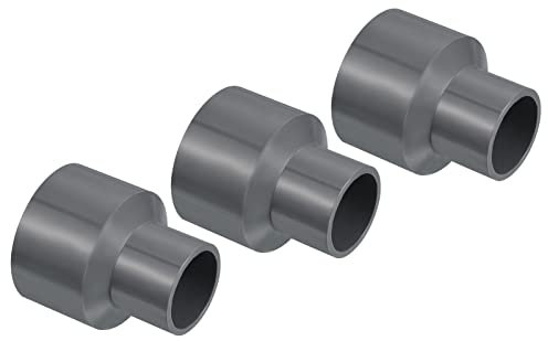 PATIKIL PVC Reductor Tubo Montaje 40x25mm, 3 Paquete Recto Acoplamiento Adaptador Conector, Gris
