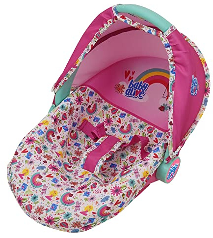 Baby Alive: Deluxe Doll Car Seat - Pink & Rainbow - 3-in-1, Fits Dolls Up to 18, Multifunctional Unit that Can Be Used As A Doll Carrier Or A Feeding Chair, Pretend Play for Kids Ages 3+
