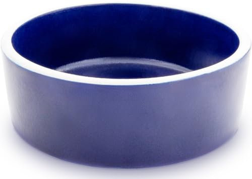 500 ml Kleintier Napf Futternapf Futterschale Futtertrog Ø15,5cm Höhe 5,5cm Näpfe für Haustiere Hamster Kaninchen Hase Nagetiere Kleintiere Hund Katze aus robuster, dickwandiger Keramik (Dunkelblau)