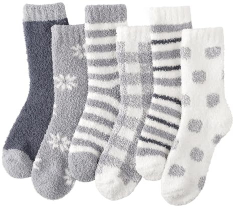 ILovDaisy Fluffy Socks Womens and Girls Warm Bed Socks 6 Pairs, Ladies Winter Cosy Fuzzy Thermal Socks Ladies Thick Fleece Socks for Christmas Valentines Brithday Gifts