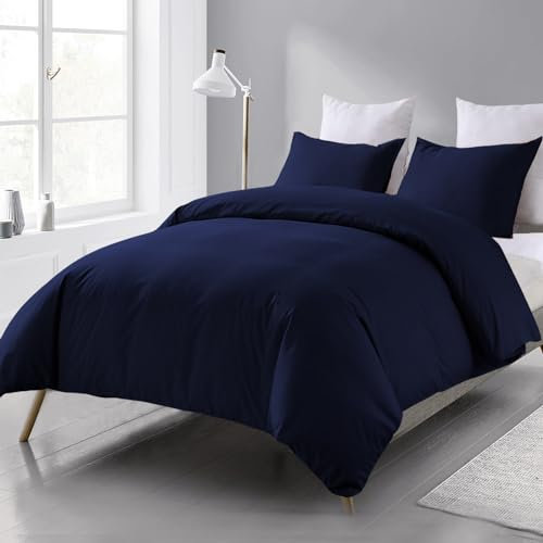Beqnat Bettwäsche 200x200 3 teilig Bettdeckenbezug - Mikrofaser Bettwäsche-Sets Blau Bettbezug 200x200cm mit 2 Kissenbezügen 80x80 cm, Deckenbezug Bügelfrei und Weich