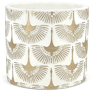 Elegante maceta para orquídeas de terracota con fenicios dorados | blanco y dorado | Diámetro 14 cm, altura 13 cm | Maceta decorativa para plantas suculentas, flores y bonsáis en miniatura | Maceta de