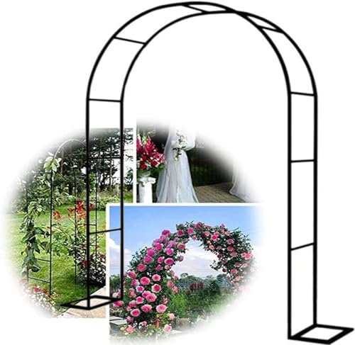 SEVSO Gartenbogen Metall Rosenbogen Torbogen Für Kletterpflanzen 1.2M 1.4M 1.8M 2.4M 3M 3.5M Breite Wetterbeständige Rankhilfe Rankgitter Rosengestell Rankenbogen,Schwarz,W1.4M*H2.3M