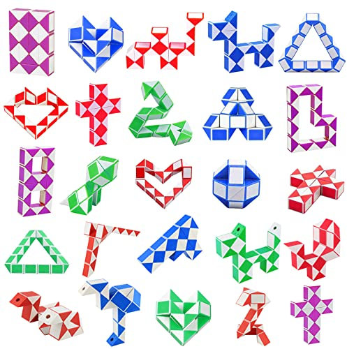 Eniyou 25 pcs Magische Schlange 24 Blöcke Mini Schlangen Würfel Magische Puzzle Schlange Würfel Mitgebsel Kindergeburtstag Spielzeug Partygeschenke für Kinder Party Tasche Füllstoff