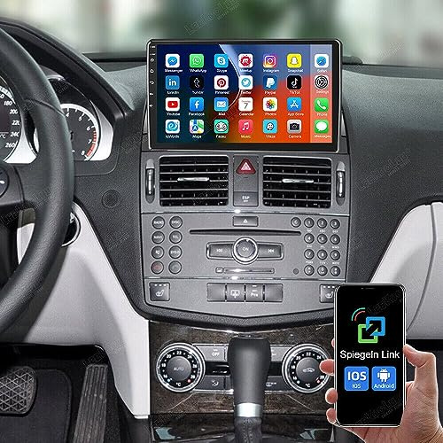 9 pollici Android 13 Auto Radio with Carplay GPS NAVI WiFi 2+32G DAB+ USB compatibile per Mercedes Classe C W204 S204