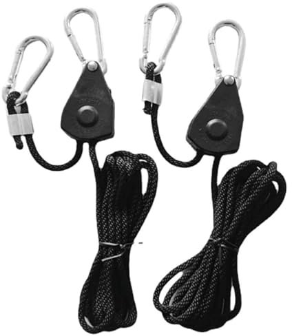 2 Poleas con Tensor de Cuerda, Trinquete con Cuerda de 5 m, Hebilla de Cuerda Ajustable de Polea, Válido para Camping, toldo, Tienda de campaña