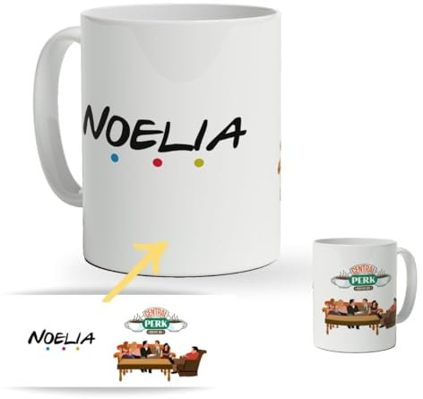 DEREGALOOS Taza Friends Personalizada con Nombre. Taza Desayuno Friki. Regalo Amigo Invisible Original. Regalos frikis personalizados. Varios diseños.