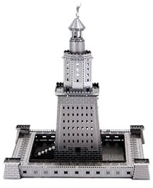 Metal Zone Leuchtturm von Alexandria, 3D-Puzzle, Metall, Modellbausatz aus Metall, 3D-Architektur-3D-Metallpuzzle für Erwachsene, 8,5 x 8,5 x 13,2 cm