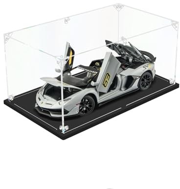 DOFOPO Acryl Vitrine für 1:24 Modellautos Staubdichte Sammlervitrine für Lego 42123 / 42154 Selbstmontierbare Schaukasten Acryl Display Box (25 x 15 x 10 cm)