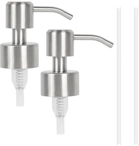 BGOBTY Seifenspender Ersatzpumpe,2 Stück Seifenspender Pumpkopf,Edelstahl Pumpe für 28 mm Gewinde Flasche,Edelstahl Pumpaufsatz für Flüssigseifen,Shampoos,Waschmittel