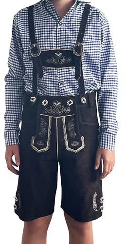 Jungen Kinderlederhose kurz Bestickt echtes Leder, authentisch und perfekt für das Oktoberfest, Bayrisch Outfit Trachtenbekleidung.