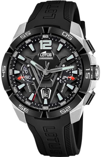 Lotus Reloj Hombre 18944/2 Vortex Caja de Acero Inoxidable 316l Plateado Correa de Caucho Negro