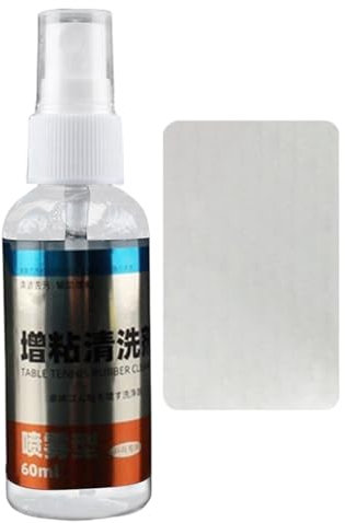 Racket Cleaner Spray - Table Tennis Bat Cleaner | 60ml Table Tennis Bat Care Kit, Table Tennis Rubber Cleaning Spray with Double Sided Sponge, Table Tennis Bat Cleaner for Bats