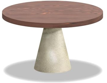 FRANKYSTAR Artù Brass Esstisch, rund, 120 cm, laminiertes Holz, mit Metallkegel, dunkle Holzplatte