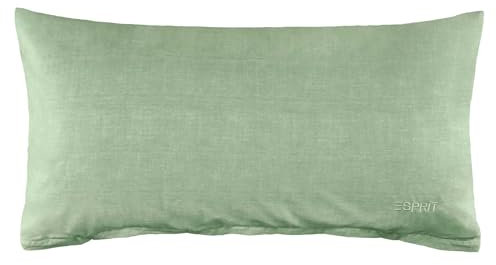 Esprit Home 2er Set Premium Kopfkissenbezug 40x80 Baumwolle - Grün - 2teilig - Kopfkissenbezüge mit Esprit-Logo gestickt - Doubleface - farblich passend zur Bettwäsche mit Reißverschluss
