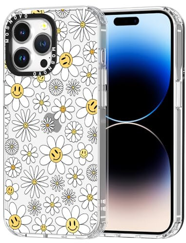 MOSNOVO Case for iPhone 14 Pro Max, [Buffertech 6.6ft Military-Grade Drop Protection] [Anti Peel Off Tech] Clear TPU Bumper Phone Case Cover Design - Happy Daisy Blooms