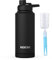 Kiocko Gourde Bouteille Isotherme avec Couvercle à Sport - En Acier Inoxydable - 1l/800ml/600ml - Sans BPA - Anti-fuite - Pour Enfants,école, Sport, Cyclisme, Fitness, Garçons，Fille,Noir