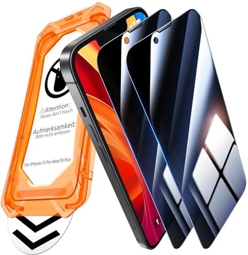 UniqueMe for iPhone 13 Pro Max/14 Plus Privacy Screen Protector - 2 Pack Anti Spy Screen Protector Tempered Glass Bubble Free Ultra Resistant Case Friendly Scratch-proof