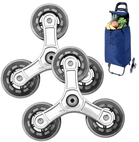 Treppenkletterräder 2pcs dreieckige Edelstahl -Schnupfenräder Ersatz schwere Rotatable Ruhige Rollen für Einkaufstaschen Trolley -Wagen, Caster Räder Ersatz, Einkaufswagenräder Räder