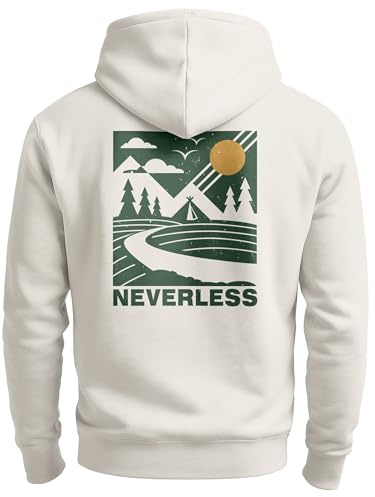 Neverless® Herren Backprint Berge Outdoor Wald Camping Rückenaufdruck Kapuzenpullover Männer Fashion Streetstyle