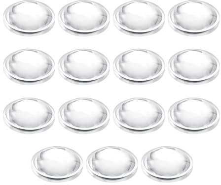 PATIKIL Durchmesser 15mm Flachkonvexe Linse, 15 Stück Höhe 5mm PMMA Acryl LED Optische Konvexe Kondensorlinse mit Rand für Taschenlampe Auto Fahrrad Scheinwerfer, Transparent