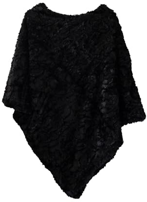 MAPIMANIA- Poncho Damen Cap elegant aus Kunstpelz, Strickjacke Schal für Winter, Festliche Stola