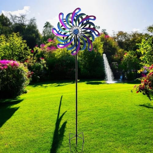 Small Vortex Wind Spinner Stakes – Ocean Wave, Golden Flare & Cosmic Fusion | 120 x 36 x 15 CM | Kinetic Metal Garden Sculptures for Yard, Lawn, Patio & Outdoor Décor (Cosmic Fusion)