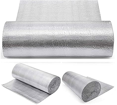 Heizkörperreflektorfolie, Aluminium-Luftpolsterfolie, wärmereflektierende Isolierrolle, hochwertige reflektierende Aluminium-Wärmedämmrolle mit Schaumstoff, 5 mm, 39 Zoll x 32 Fuß, für Wände, Dachböd