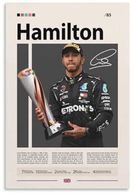 NFDVFHFRQ Lewis Hamilton signiertes Poster, Leinwandposter, Schlafzimmer, Dekoration, Landschaft, Büro, Raumdekoration, Geschenk, 30 x 45 cm