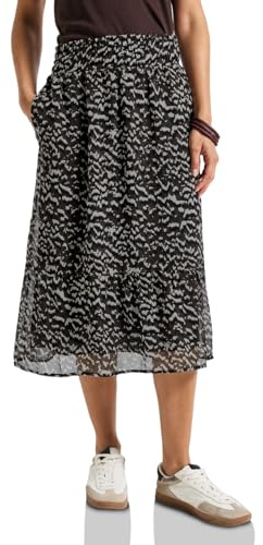 Street One 3610086 Gonna in Chiffon Fantasia, Marrone Scuro, 46 Donna